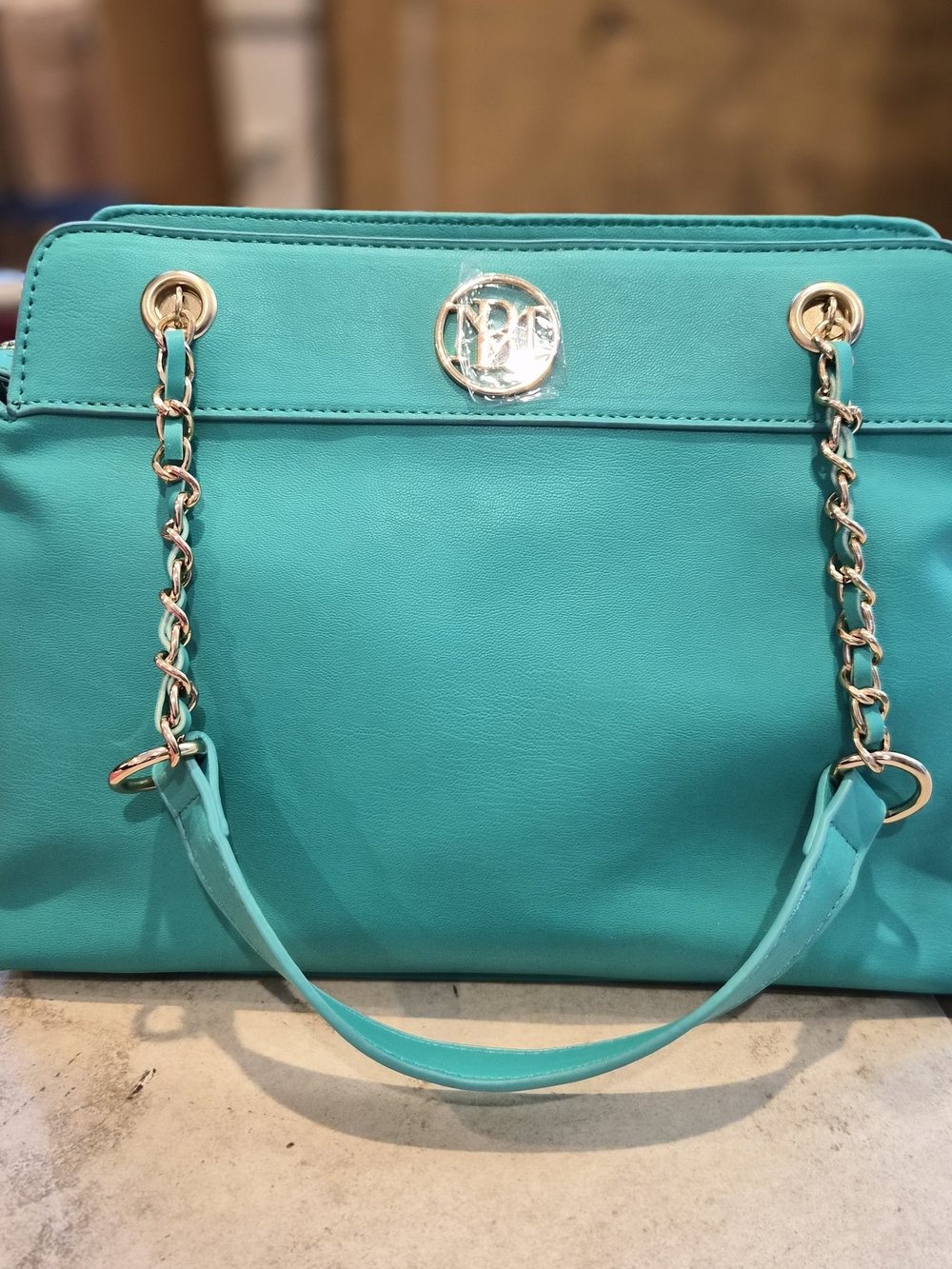 Badgley Mishka NWT Turquoise Chain-Handle Satchel Bag